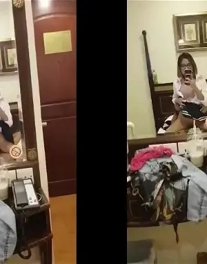 Em kính cận mặc đồ nữ sinh tự quay phim cưỡi ngựa trước gương - Viet69
